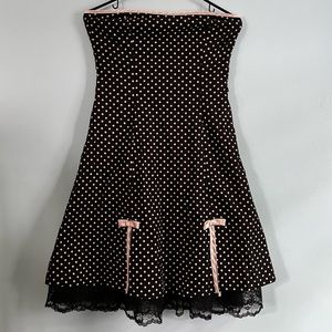 BCX black and white polka dot pinup strapless dress size 7